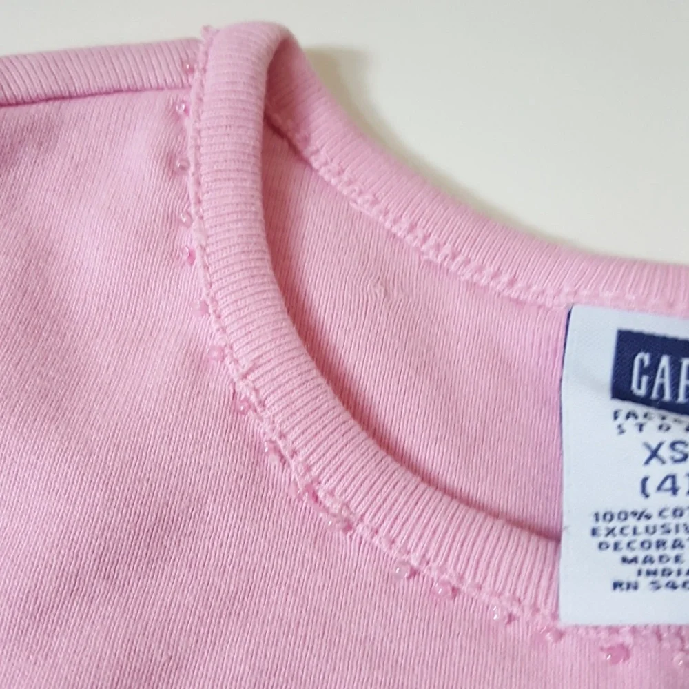 Girls GAP Pink Flowers & Beaded Neck Tank Top-XS 4